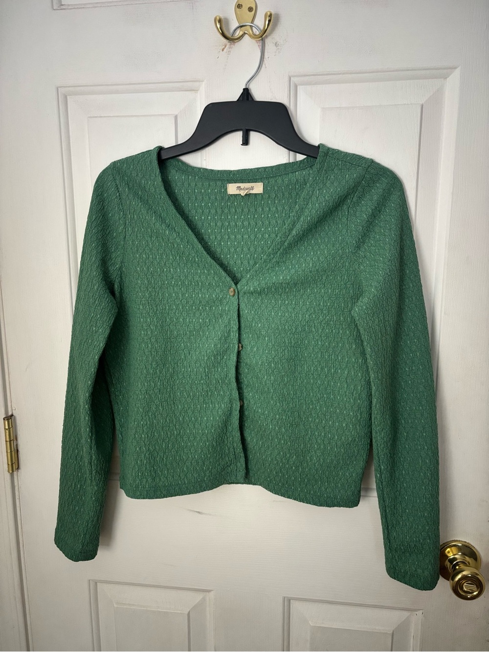 Madewell Forest Green V-Neck Button Cardigan